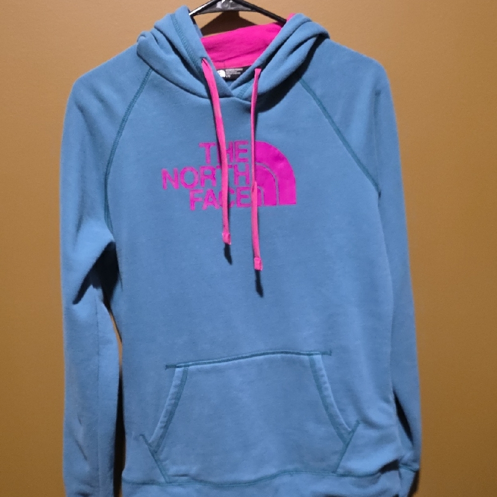 The North Face Women's Blue and Pink Hoodie